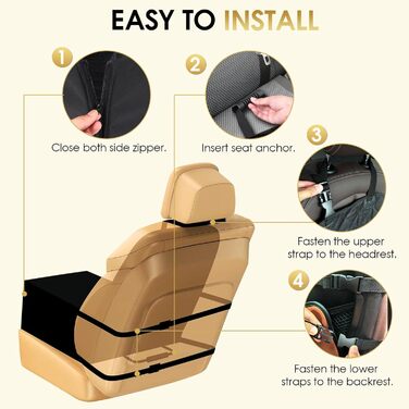 Автомобільний лежак для собак Mozvvco - стабільний, водонепроникний, для заднього та переднього сидіння, чорний