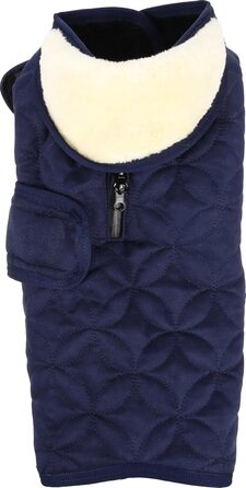 Зимовий теплий нашийник для собак Flamingo Koda, темно-синій, 35 см, поліестер, водовідштовхувальний, з флісовою підкладкою, на липучці, з отвором для повідка, високий комір, XS