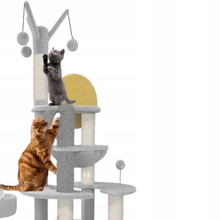 Високий когтеточка-комплекс із лежаком та стовпчиком для кігтів ToolsMed, 161 - 220 см