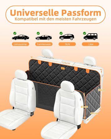 Накладка на сидіння автомобіля для собак, 100% водонепроникна, захист від подряпин, універсальна, з боковими захистами та віконцем для собаки