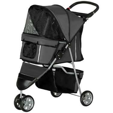 PawHut Dog Buggy Dog Buggy складний для собак і кішок до 10 кг Cat Buggy з подушкою сітчастої сітки Windows Підстаканник Сумка для зберігання Cat Buggy Dark Grey | Аосом
