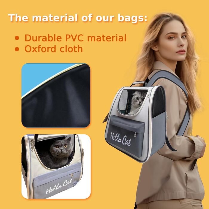 Рюкзак для кота з сіткою, рюкзак для собак, рюкзак для тварин до 15 кг, дихаючий, чорний