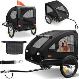 KESSER® Будиночок-перевозка для собак Боксер 2-в-1, великий (250л), чорний. З прапорцем та сумкою, 600D Oxford Canvas, складна конструкція SmartSpace