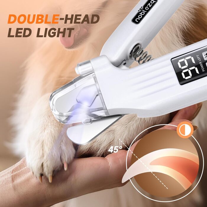Електричний триммер для когтів Nobleza 2 в 1 з LED-підсвічуванням для собак та котів середніх та маленьких порід