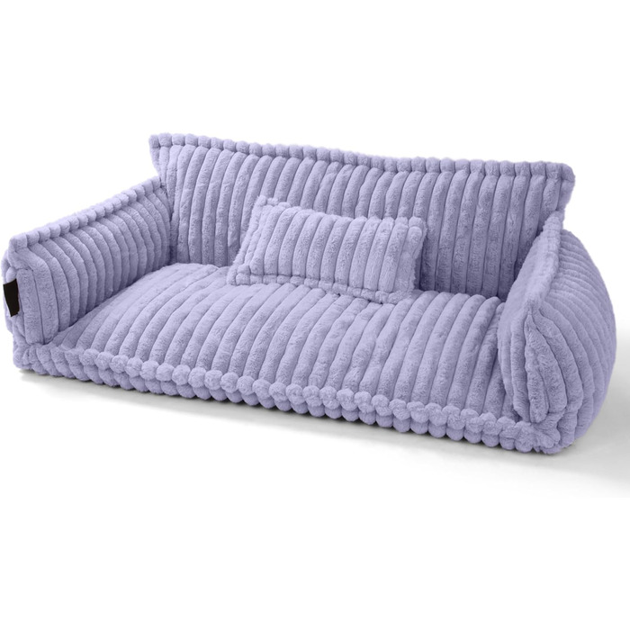 Крісло-лежанка для домашніх тварин Noviclass® Chaffar | Для котів та собак | Ортопедичний матрац | Сучасний стиль, Cord-дизайн, фіолетовий, XL (120 см)