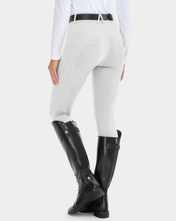 Легінси для верхової їзди HMILE для жінок з силіконовим посиленням, висока талія, еластичні, з кишенею для телефону та петлями для ременя (білі, M)