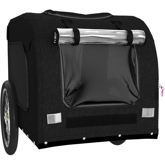 Фасба Причіп для собак, причіп для велосипеда, причіп для собак з відбивачами та прапорцем, причіп для котів та домашніх тварин, чорний, матеріал Оксфорд, метал, 133,5 x 69 x 73,5 см (Д x Ш x В)