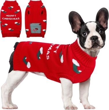 Теплий зимовий светр для собак CITETOILE, м'який та зручний в'язаний халат для собак, водолазка для домашніх тварин у холодну погоду, градієнт кольору для маленьких та середніх тварин, фіолетовий, S (X-Large, червоний)