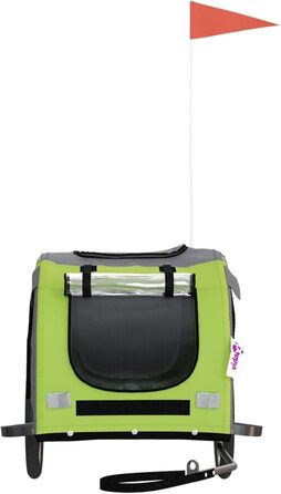 Фургон для собак Fasba: велосипедний причіп для собак, котів та інших тварин з відбивачами та прапорцем. Зелено-сірий, матеріал: оксфордська тканина та метал.