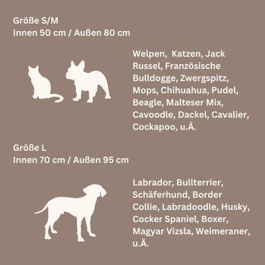 Кругле ліжко для собак Holly Hundebett: зручне, міцне, з тканини Bouclé (S/M, Коричневе)