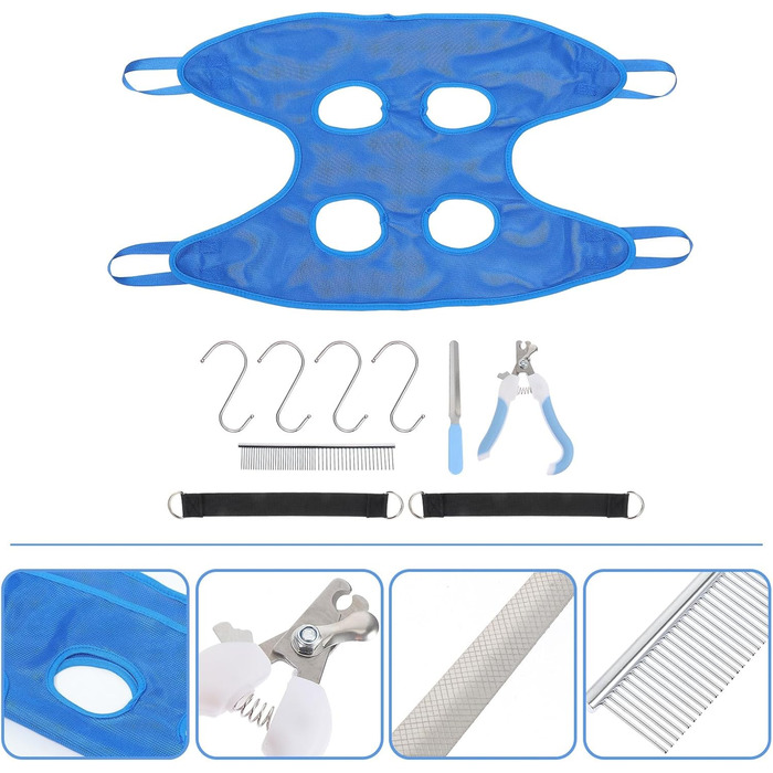 Набір для догляду за тваринами з гамаком: догляд за кігтями та шерстю. Підходить для котів та собак. Легка збірка та практичний дизайн.