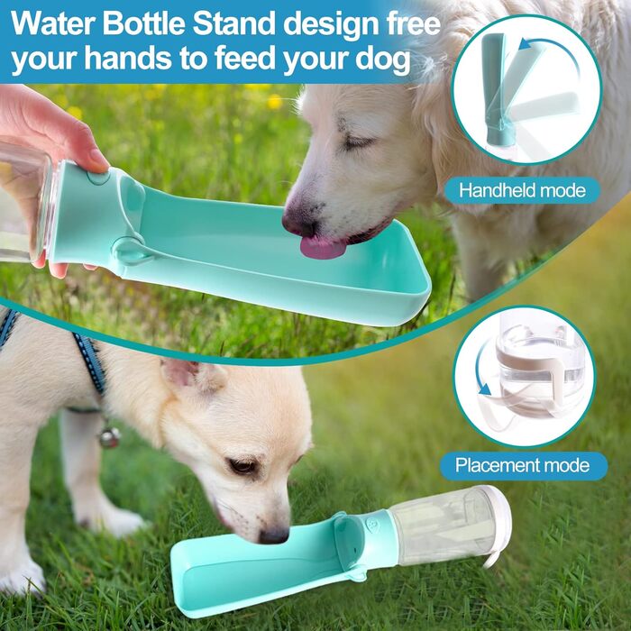 Портативна пляшка для води для собак SHAFGO 540 мл з підставкою, для подорожей, без розливання, для прогулянок
