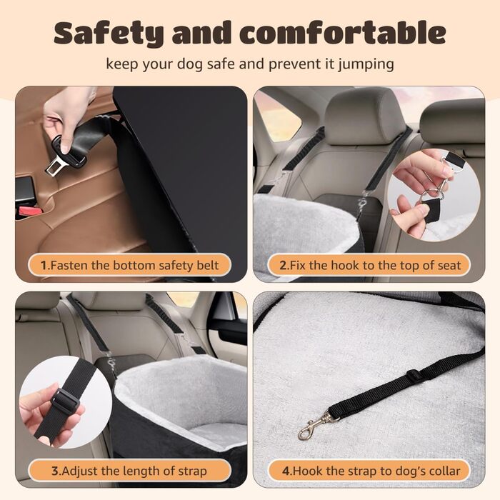 Автокрісло для собак Nobleza до 13 кг, 50x50x40 см, з підняттям, кишенями та поводок