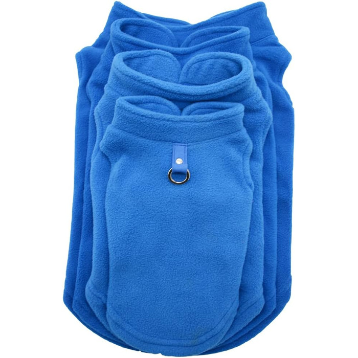 Тепла жилетка для собак з D-початком для повідка, зимова куртка-пуловер для малих, середніх та великих собак, блакитна, розмір S