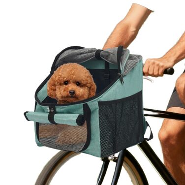 Фаркоп для собак, велосипедний кошик для собак, кошик для собак на велосипед спереду до 7,5 кг, 2 в 1 складаний рюкзак для собак з пряжками, ременями та сітковими вікнами, для маленьких собак, котів, цуценят (Блакитний)