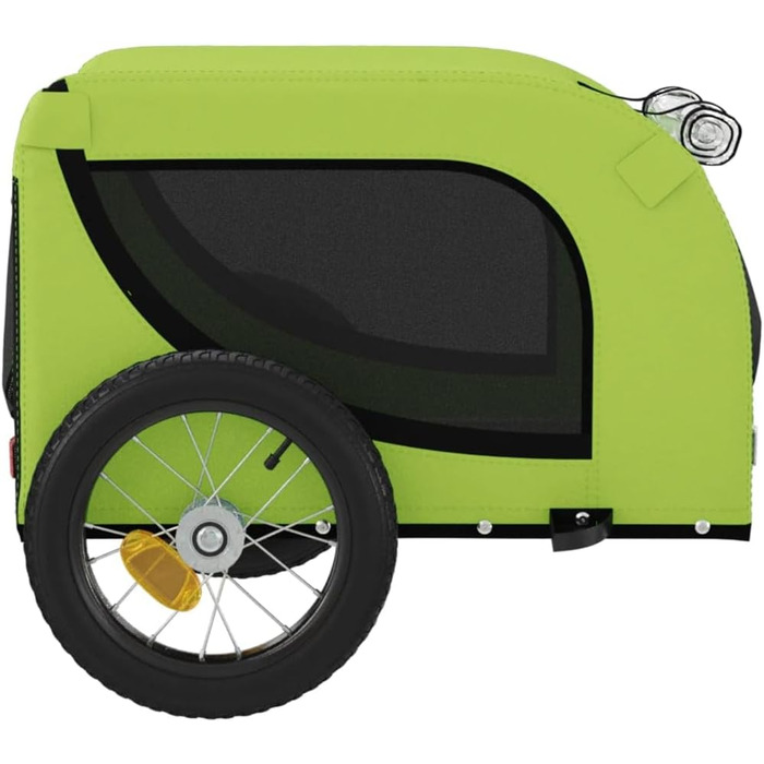 SECOLI Причіп для собак, візок для собак, бугі для собак з відбивачем. Причіп для велосипеда для собак до 30 кг, зелений, 124 x 53 x 53 см