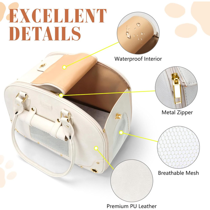 Сумка-переноска для собак та котів PetsHome, Premium-нейлон, водонепроникна, 44x26x55 см, Бежева