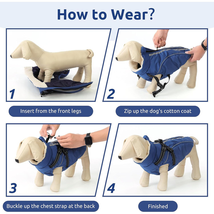 Теплий зимовий одяг для собак з блискавкою, вітронепроникний, з відбиваючими смугами та нагрудником, блакитний, XL