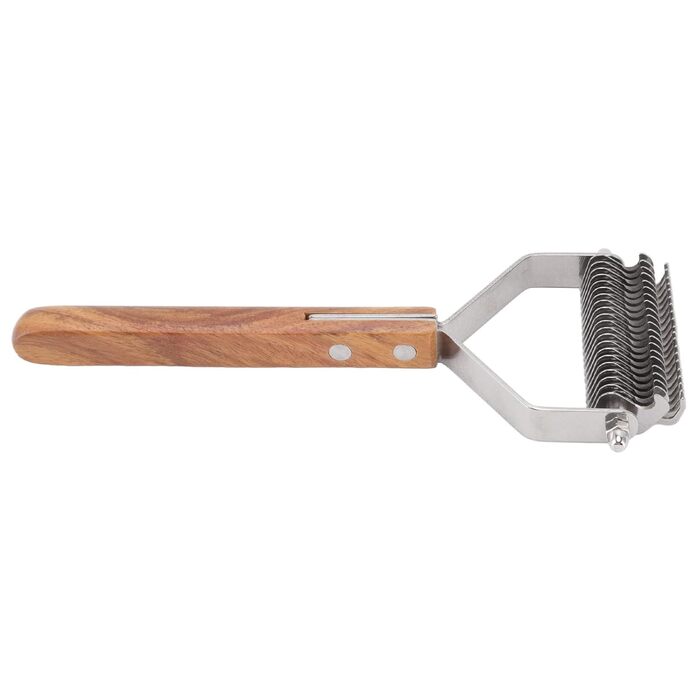 Щітка для вичісування шерсті домашніх тварин: професійна щітка для собак та котів з нержавіючої сталі та дерев'яною ручкою, видаляє ковтуни та вичісує шерсть