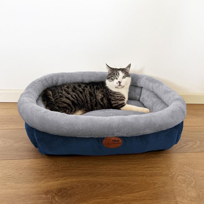 Ліжко для собак та котів Kira – знімний лежак, м'яке та неслизьке, можна прати в машині – Small 51x46x18 см (Medium 61x56x20 см, Синій)