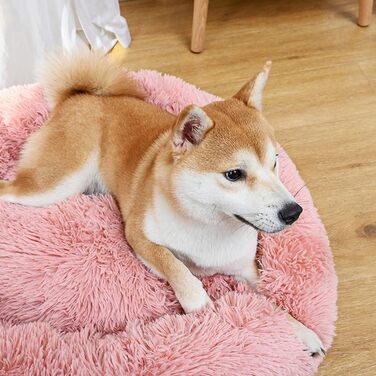 М'яке ліжко для собак та котів Doughnut Ø70см, рожеве. Зручне, неслизьке, для цуценят та великих, середніх та маленьких собак (до 17.5кг). Легко миється.