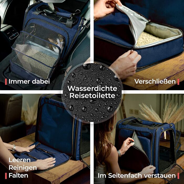 Транспортна переноска для котів You Decide Munich Cat Suite LX Marine з туалетом, складна, для великих котів