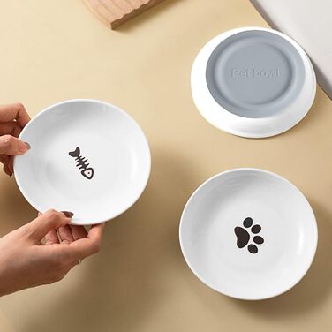 Набір мисок для котів з кераміки (8 шт.) з антиковзким дном, проти втоми вусів, широкі та плоскі миски для кошенят, котів та дрібних тварин