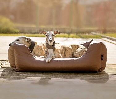Водонепроникне ліжко для собак 4L Textil Mario з штучної шкіри, корзина для собак, ліжко для великих і середніх собак, собаче ліжко XXL (120x90 см, Коричневе)