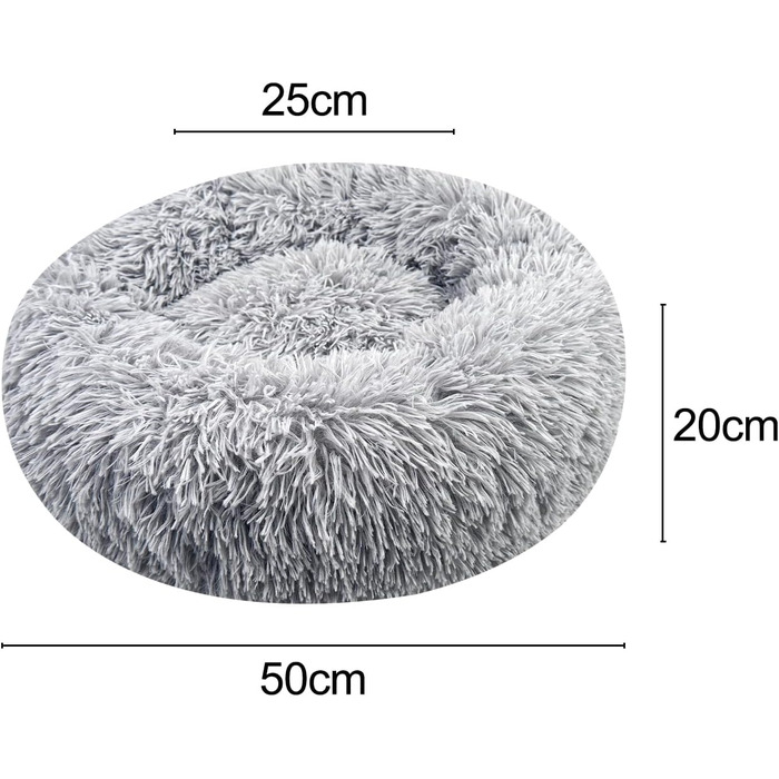 Кругле ліжко для собак та котів, м'яке, зручне, діаметр 50 см, сірий колір