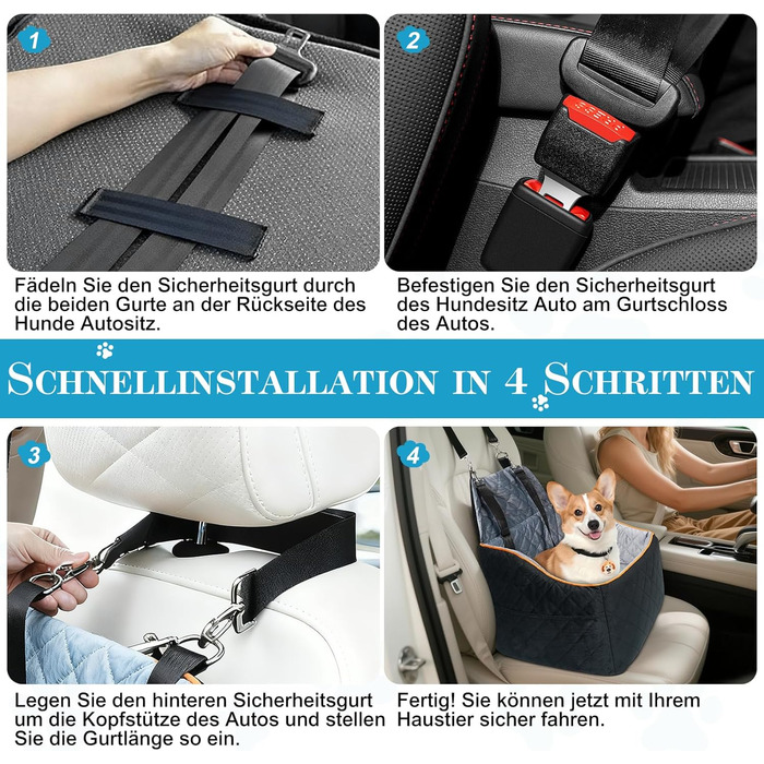 Автомобільний собачий сидіння для собак великих та середніх порід до 45 кг, знімний та пральний, з безпечними ременями та неслизьким дном для заднього сидіння авто
