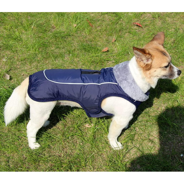 Флісова нашийникова стрічка JoyDaog для собак середніх порід, водонепроникна куртка з бавовни для холодних зим (M, Синій)