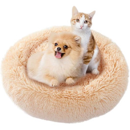 Заспокійливе ліжко для собак, подушка-пончик, кругла, дуже м'яка, пральна, для собак та котів