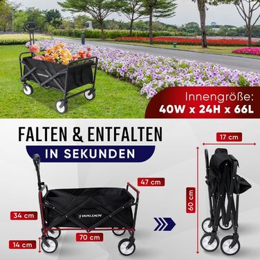 Складаний вагон-тележка з великою місткістю, стабільний та портативний. Ідеально для спорту, покупок та кемпінгу