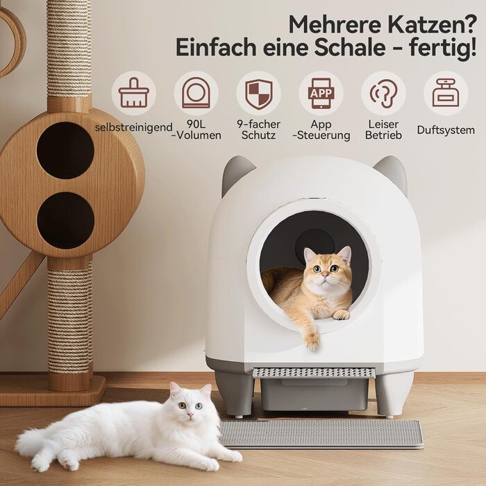 Автоматичний лоток для котів Devoko XXL з самоочищенням, радіокерування, 90л, для кількох котів, анти-запаху
