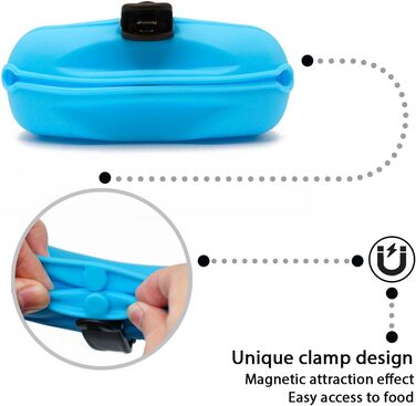 Силіконові мішечки для корму для собак, з магнітною застібкою, для прогулянок та тренувань на вулиці (1 шт., чорний та небесно-блакитний)