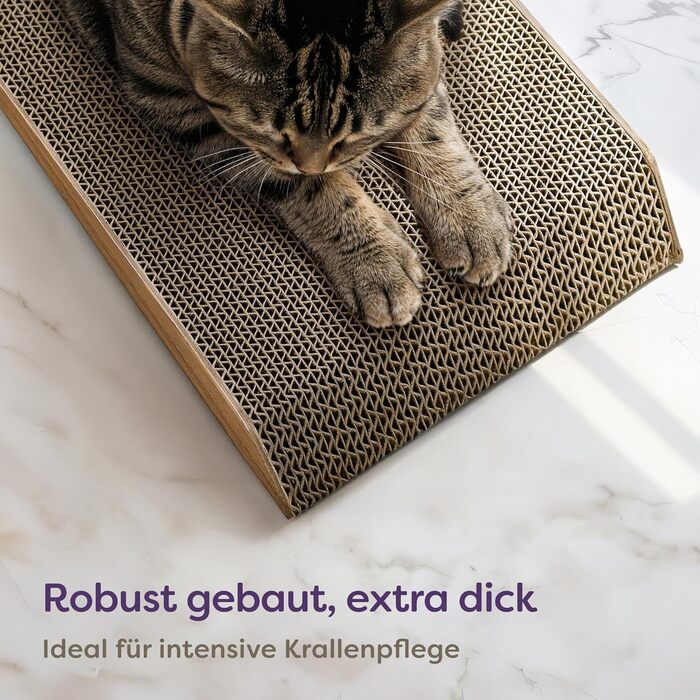 Кігтеточка для котів 3 в 1 XXL, 75 см – Міцна картонна поверхня для догляду за кігтями – До 2 років використання – Економія місця – Захист диванів та меблів (Mountain) (Коричнева)