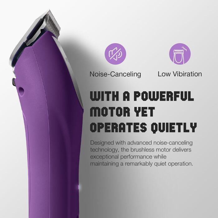 Професійна машинка для стрижки собак, 2 швидкості, ергономічний дизайн, для собак та котів, фіолетовий колір