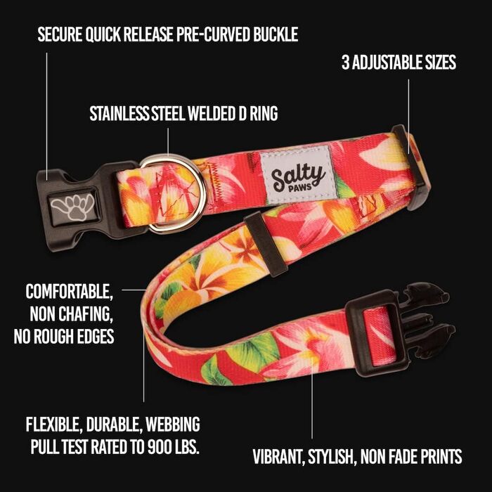 Shaka's Salty Paws нашийник для собак Sunset Palms, регульований, для великих порід, 45,7-66 см, 22,7-40,8 кг