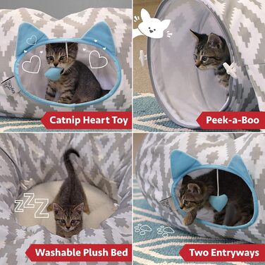 Kitty City Велике тунельне ліжко для котів, біле, іграшка та спальне місце для котів, поп-ап конструкція