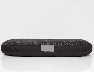 Кругла лежанка для собак Oval - 70x50x15 см, чорна з візерунком, водонепроникна, для собак маленьких, середніх та великих порід