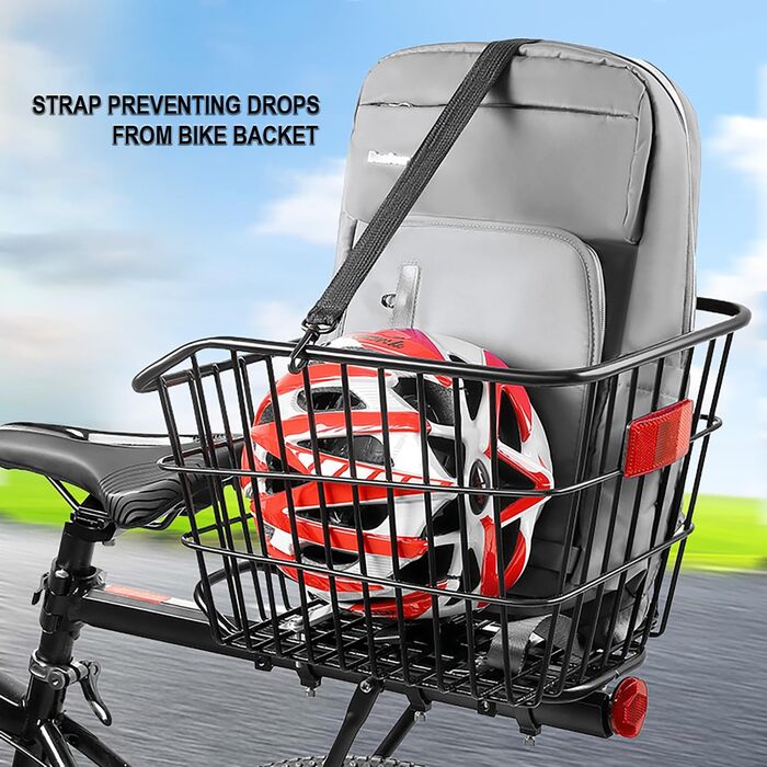 Велосипедний кошик задній WOOGCSO, металевий великий з водонепроникним покриттям, сіткою для багажу, для собак, покупок, пікніків, рюкзаків (38×31×26см)