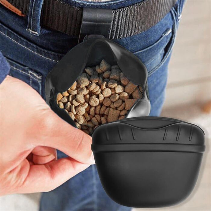 Сумка для ласощів для собак з силікону, на кліпсі, портативний контейнер для тренувань, практичний талійний кліп, для прогулянок з собакою