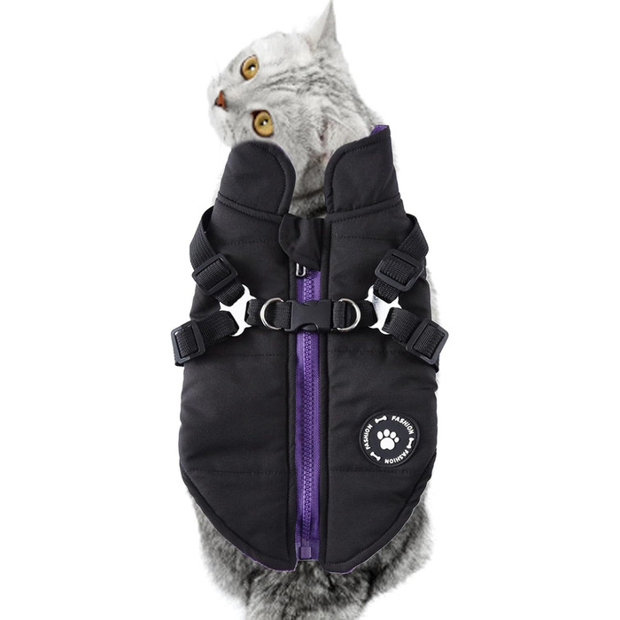 Зимовий теплий одяг для собак, флісова куртка, водонепроникна, утеплена, для цуценят та собак різних розмірів (Чорний, M)