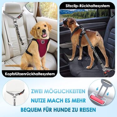 Ремінь безпеки для собак у машину SlowTon 2 шт. (Кріплення для підголівника + кліпса)