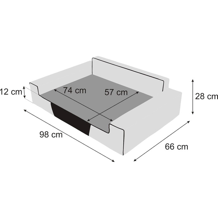 Крісло-ліжко для собак XL, чорне, знімний чохол, 98x66 см