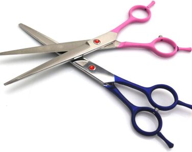Професійні ножиці для грумінгу собак, 7,5 дюймів, прямі, преміум-сталь, для котів та маленьких собак, для стрижки та догляду, рожеві