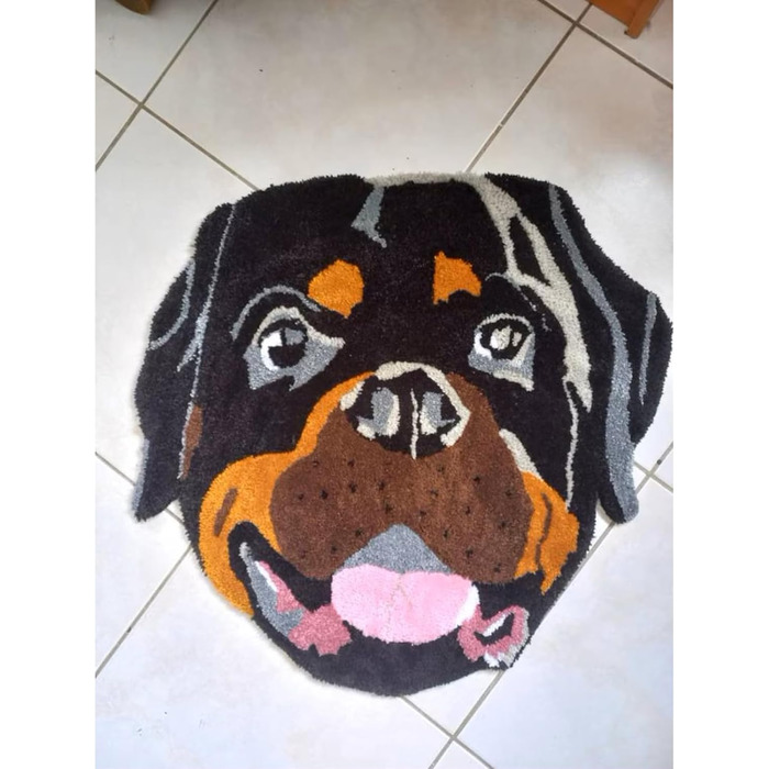 Персоналізований килимок для собак з індивідуальним портретом, коричневий, 56 x 60 см, прямокутний, антиковзкий, туфтований, мультфільм, кристановий оксамит/антиковзкий гумовий, для дому, вітальня