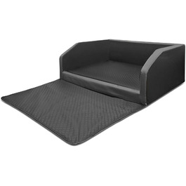 Преміум лежанка для собак Mayaadi-Home XL, 110x90x38 см | Лежанка в авто для собак з захисною ковдрою | Лежанка в багажник з штучної шкіри | Чорно-темно-сірий колір