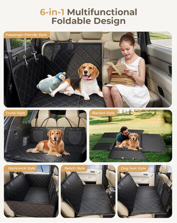Килимок для собак у машину з жорсткою основою | Водонепроникний, антиковзний, захисний чохол на заднє сидіння авто | Килимок-матрас для собак XXL з 6 шарами та 2 фіксаторами для ременів безпеки