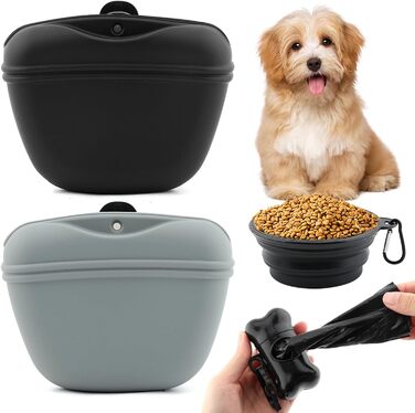 Силіконові пакетики для ласощів для собак (2 шт.), для тренувань, на талії, водонепроникні, ідеальні для прогулянок